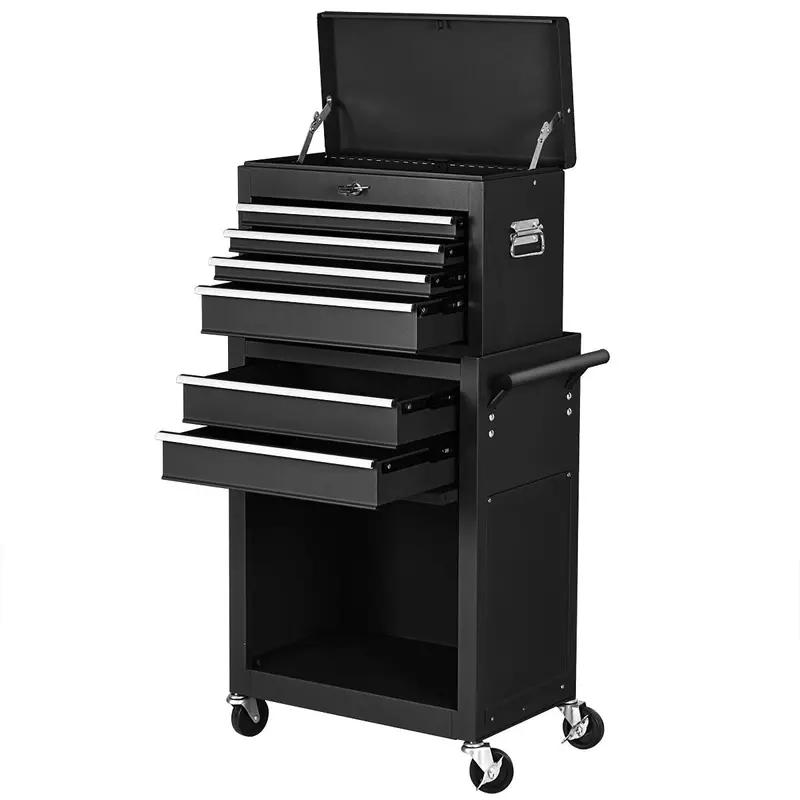 Two-Piece Rolling Tool Chest Set – 6-Drawer Modular Toolbox Combo - Image 4