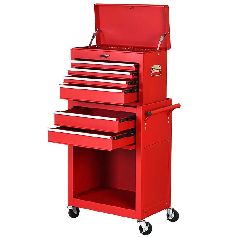 Two-Piece Rolling Tool Chest Set – 6-Drawer Modular Toolbox Combo - Image 5