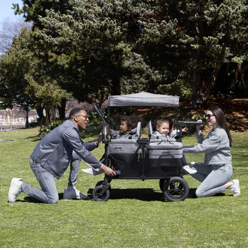 Wrangler Deluxe 4-Seat Stroller Wagon – All-Terrain Push-and-Pull Design - Image 3